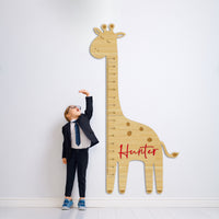Custom 3D Raised Name Wooden Giraffe Height Chart, Personalised Laser Cut & Engraved Family Growth Metric Ruler Record, Nursery Wall Decor