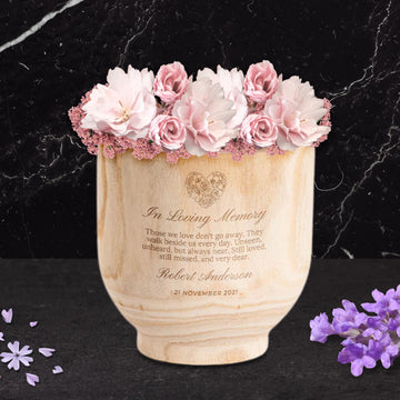 Personalised Large Wooden Cylinder Vase Planter, Engraved Logo Flower Pot, Memorial, Anniversary, Housewarming Teacher, Birthday Garden Gift