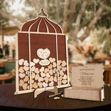 Custom Made Plywood Acrylic Bird Cage Wedding Drop Box, Personalised Guest Book Alternative, Same Sex Marriage Rustic Stationery Table Decor