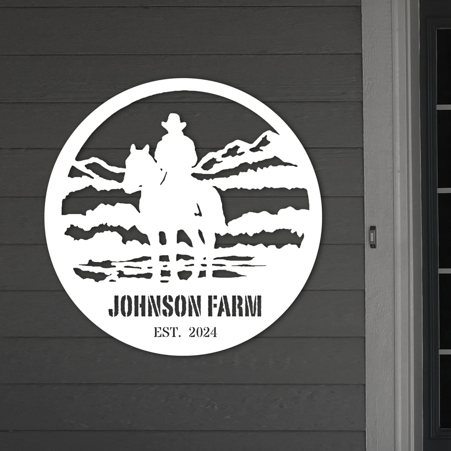 Custom Made Acrylic Cowboy Riding Horse Hoop Sign, Personalised Rustic Farm House Signage, Backyard/ Patio Ranch Wall Art, Housewarming Gift