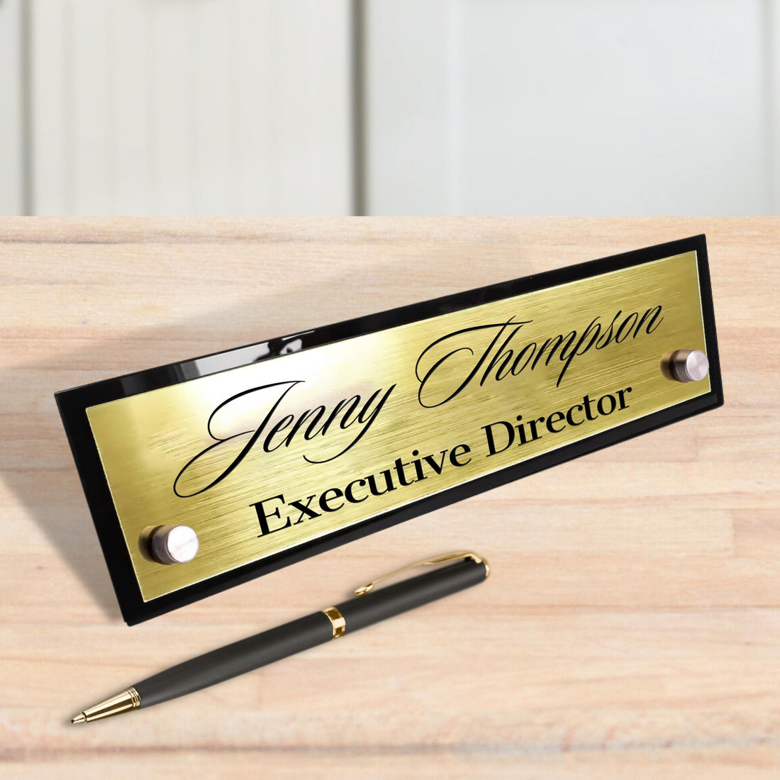 Custom Engraved Standoffs Acrylic Desk Name Plate, Personalised Professional New Job Title Sign, Office Accessory, Title Banner, Job Role Quote Plaque
