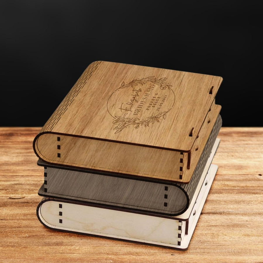 Custom Made Laser Cut & Engraved Wooden Keepsake Book Box, Personalised Plywood/ MDF Name/ Logo Wedding, Birthday, Corporate Novel Photo Storage Gift Boxes