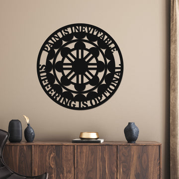 Personalised Buddha Quotes Wall Accent, Customised The Wheel of Samsara Sign Meditation Yoga Studio, Reincarnation Dharma Decor Hoop Zen Art