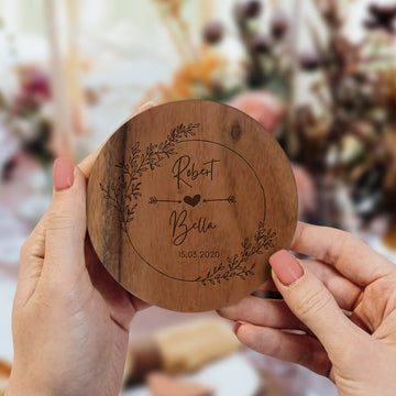 Custom Engraved Acacia Wooden Coaster, Personalised Drink Mat, Restaurant, Wedding/ Birthday/ Christmas Present, Corporate Housewarming Gift