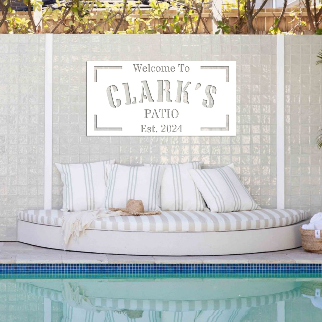 Custom Made Oasis Retreat Poolside Sign, Personalised Name Acrylic Pool Bar, Grill & Chill Backyard/ Patio/ Deck Wall Art, Housewarming Gift