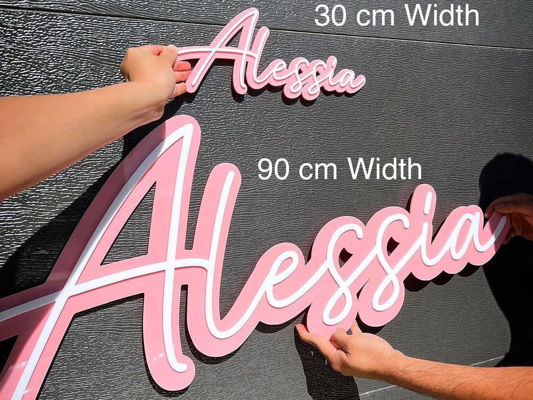 Custom Made Acrylic Mirror 3D Double Layer Script Name Sign, Personalised Nursery Name Plaque, Party/ Baby Shower/ Christian/ Baptism Birthday Signage