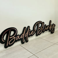 Custom Acrylic 3D Double Layered Business Logo Sign, Personalised Mirror Script Room Name Plaque, Coffee, Retail, Spa Eyelash Office Signage