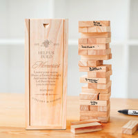 Personalised 48 Wooden Block Tumbling Tower Game Box, Engraved Jenga Wedding Guest Book Alternative, Party Interactive Game, Custom Gift Box