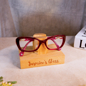 Personalised Wooden Glasses Display Stand, Custom Engraved Eye Glass Holder, Spectacles Sunglasses Organiser, Corporate Xmas Father Mom Gift