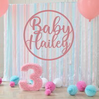 Custom Oh Baby Name Round Mirror Acrylic Hoop Wall Sign, Birthday Shower Photodrop, Personalised Christian Baptism Event Signage