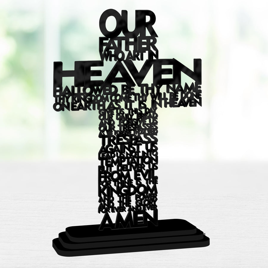 Custom Wooden/ Acrylic Our Father Lords Cross Crucifix Table Sign, Lord Prayer Signage Plaque, Housewarming, Easter, Christenings, New Born Gift