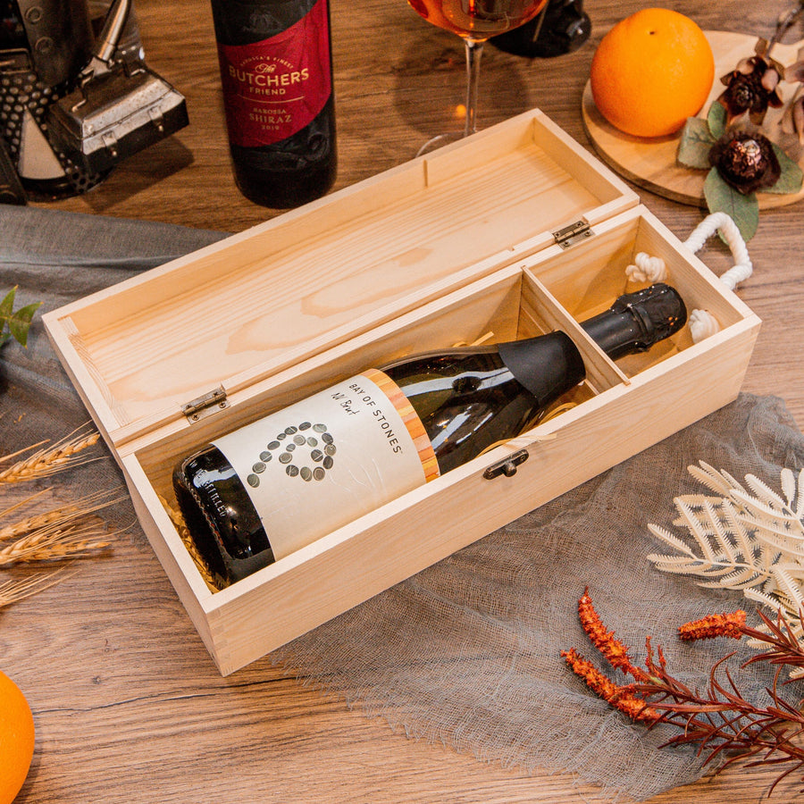 Personalised Pine Wooded Wine Box Gift, Engraved Custom Housewarming/ Birthday Champagne Present Box, Wedding Bridesmaid/ Groomsman, Thank You God Parents Favour, Mother's, Father's Day