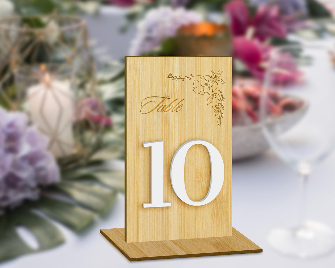 Personalised Engraving & 3D Raised Wooden Laminated Plywood Wedding Table Number, Custom Tables Plaque, Wedding Decor Ceremony Event Signs