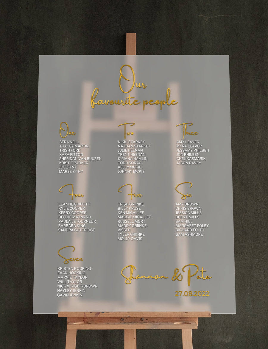 Custom Frosted/ Clear Wedding Seating Chart Sign, Personalised Guest Plan/ Find Table Take a Seat, Modern, Luxury Reception Event Decor