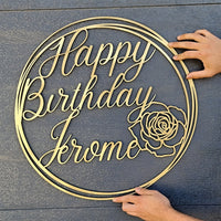 Birthday Rose & Scribble Circle Hoop Sign